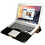 MacBook Air 11 ケース Jisoncase® case for マックブック エアー カバー PUレザー ファッション ブック型 薄型 防塵 スタンド機能 通風孔付き 放熱構造 耐摩擦 耐汚れ 手作り ハンドメイド 全三色 生涯保障（ブラック JS-AIR-02R10）