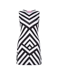 Chevron Print Elastane/Polyester/Scuba/Knit Fit-and-Flare Sleeveless  Dress