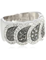 Sterling Silver Black and White Diamond Ring (1.11 cttw, I-J Color, I2-I3 Clarity)