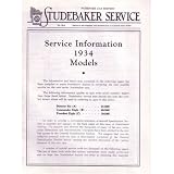 1934 STUDEBAKER Shop Service Repair Manual Book by Studebaker