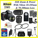 Nikon D90 SLR Digital Camera with Nikon 18-105mm Vr Lens + Nikon 70-300mm L ....