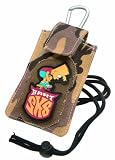 Vivanco J-Straps Universaltasche aus Baumwolle mit Halsband, Karabinerhaken / Motiv: The Simpsons Bart / Auch fuer MP3-Player / Braun