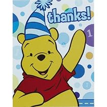 Pooh's 1st Birthday Boy Thank You Notes 8ct