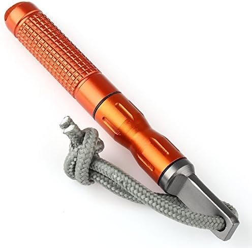 UNIWENT EDC Alloy Fire starter Waterproof Magnesium flint stone CNC gear pocket outdoor(Orange)