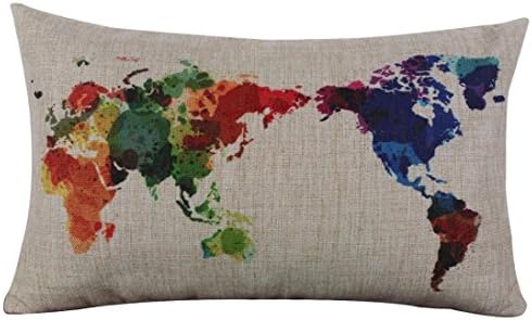 OUBAO Linen Square Flax Pillow Case Decorative Cushion Pillow Cover