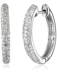 Sterling Silver Pave Diamond Hoop Earrings (1/2 cttw, H-I Color, I2 Clarity)