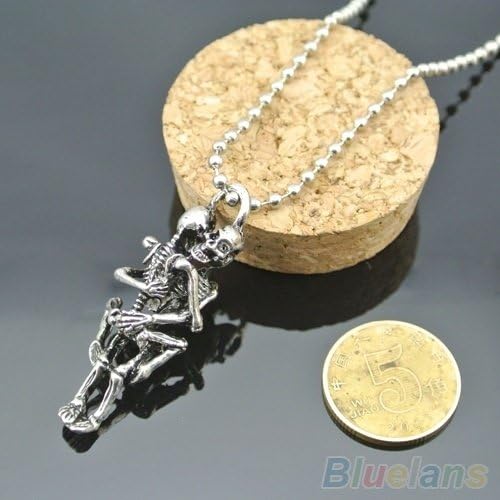 Jielry Men Women Infinity Love Silver Plated Couple Skulls Hug Pendant Chain Necklace