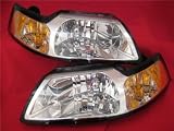 1999 - 2004 CHROME MUSTANG HEADLIGHT SET WITH FREE XENON BULBS BRAND NEW --- 2000 2001 2002 2003 FORD MUSTANG COBRA GT 99 00 01 02 03 04 HEADLIGHTS HEADLAMPS HEADLAMP