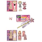 4 Item Bundle: Melissa and Doug Decorate Your Own Wooden Ballerina, Wand, and Princess