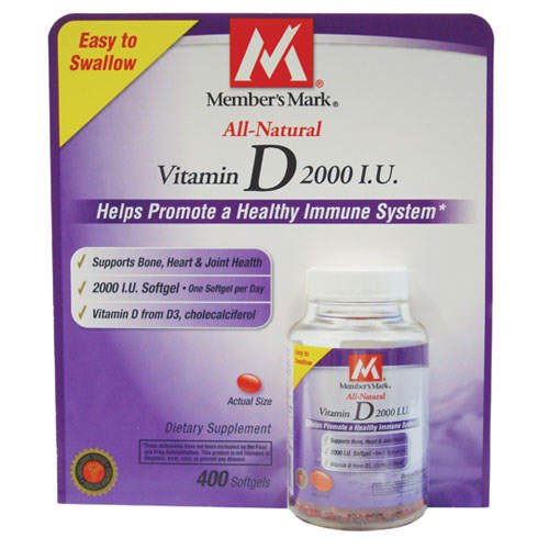 Member's Mark - Vitamin D 2000 IU, 400 Softgels, Easy to Swallow.