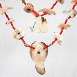 Coral and Fossilized Ivory Animal Fetish Necklace by Georgianna Quandelacy, #671