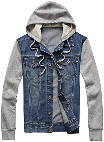 Men's Hoodied Denim Jackets KissAir(TM) Vintage Slim Fit Jean Coat,Size XL