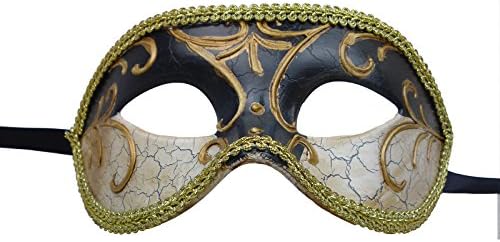 Nati Men's Masquerade Mask Party Costume Crackle Color Black Gold