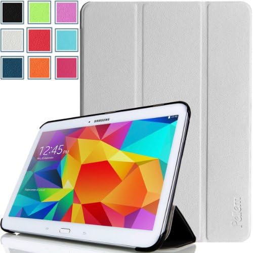Pellem SFW2014 Samsung Galaxy Tab 4 10.1 Case - Ultra Slim Lightweight SmartCover Stand Case for Samsung Galaxy Tab 4 10.1 Inch Tablet (With Smart Cover Auto Wake/Sleep), White