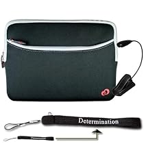 New Black Amazon Kindle DX Carrying Sleeve With Extra Pocket + Determination Hand Strap + E Reader Light (Black)