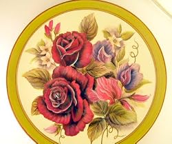 Hand Painted Hanging 10" Red Rose Wall Plate