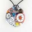 Multi-Color Millefiori Murano Glass Pendant - Daisy Multi-Color
