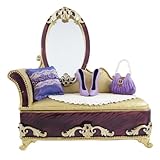 Victorian Mirror Vanity Jewelry Box Ring Organizer 7.5 Inches Purple