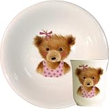 Gien Bears Gift Set, Tumbler And Cereal Bowl (Girl)