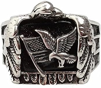 Hydreamhome Men's Jewelry Stainless Steel Eagle Star Army Style Rings,Size 12