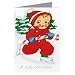 Vintage Baby Doll Girl with Candy Cane Ice Skating Christmas Note Card Set