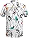 SSLR Men's Button-Down Short Sleeve Animal-Printed Shirt