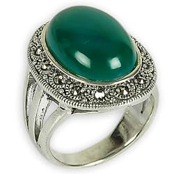 Women Sterling Silver Indian Ring Onyx Gemstone Jewelry US Size 6 1/2