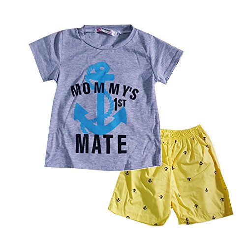 Boys' 2-Piece Outfit Set Letters Print Top and Yellow Shorts