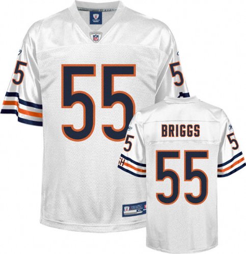 Lance Briggs Jersey: Reebok White Replica #55 Chicago Bears Jersey - Large