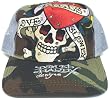 Ed Hardy Military Rhinestone Cap - Love Kills Slowly Skull & Heart Design