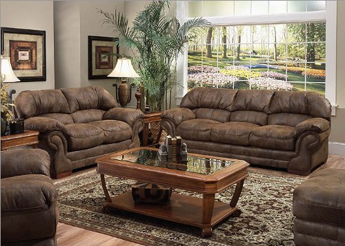 sofa set, Simmons Upholstery 6298-PT Series Polo Microfiber Sofa and Loveseat Set