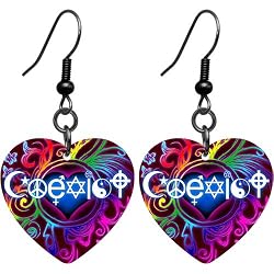 Rainbow Coexist Heart Earrings