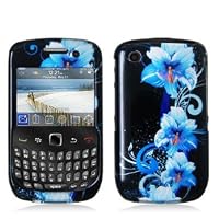 Blue Flower Design Crystal Hard Skin Case Cover for Blackberry Curve 8520 8530 3G 9300 9330 Phone by Electromaster