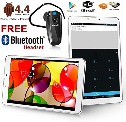 Indigi® 4G LTE GSM Unlocked 7in TabletPhone (Android 9.0 Pie OS + Dual SIM + Quad-Core) Frost White + Wireless Earbuds