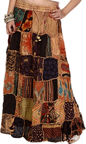 Exotic india long printed dori skirt from gujarat with - color be…