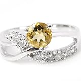 1.05ct Genuine Natural Citrine Gemstone and Diamond 10k White Gold Ring