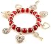 Royal Diamond Lock, Key, Heart Charm Bracelet with CZ pave