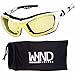 WYND Blocker Motorcycle Riding Glasses Extreme Sports Wrap Sunglasses (White / Yellow)