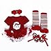 Baby Christmas Dresses Santa Outfits Newborn Girl Clothes Infant Tutu Costumes 5PCs US 12M