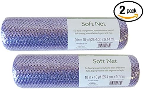 2 Pack Light Purple FloraCraft® 10 inch X 10 Yards Decorative Mesh Soft Net Silver Metallic Strands