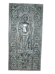 Antique Carving Buddha Carved Door Wall Panel Wood India Art 72 Inch
