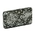 Black and Silver Flower Print Flat Wallet Clutch