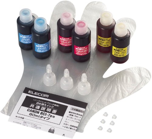 エレコム キヤノン用 詰め替えインク(THC-7Cシリーズ3色カラー) THC-7CSET8