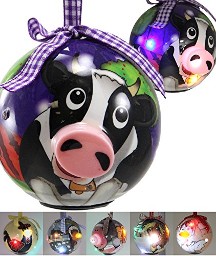 Christmas Hanging Light-Up Ball Ornaments Country Farm Animal Decorations