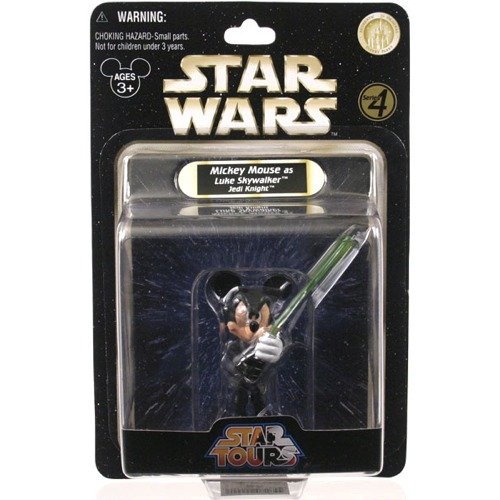 51gWISoWUcL Disney Star Tours Star Wars Weekends Mickey Mouse as Luke Skywalker Jedi Knight figure