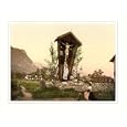 View showing crucifix Garmisch Upper Bavaria Germany, c. 1890s, S-UNF