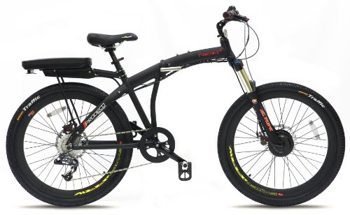 Prodeco V3 Phantom X Lite 9 Speed Folding Electric Bicycle, Matte Black, 26-Inch/One Size