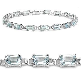 Classic 17.00 Carat Genuine Blue Topaz Octagon Sterling Silver Bracelet by