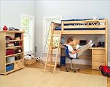 Maxtrix Kids Maxtrix Bedroom Series Twin High Loft Bed with Long Desk and 3 1/2 Drawer Chest Bedroom