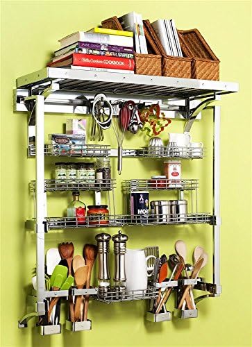 36 in. Spice and Utensil Unit Kitchen Rack (Polished Chrome)